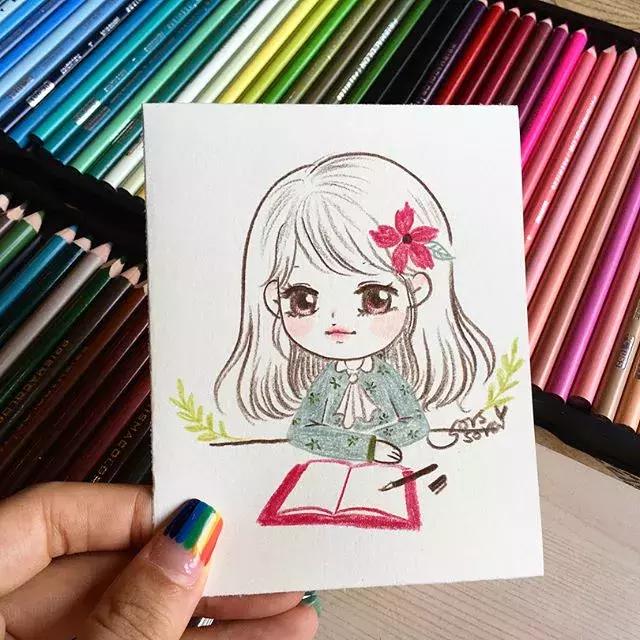 哈士奇的简笔画图片用彩铅画的,儿童彩铅简笔画6-12岁美观小人