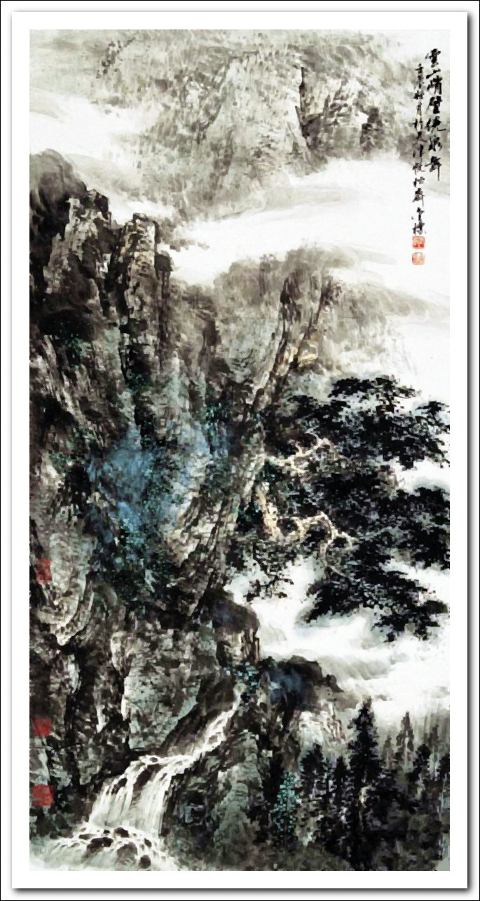 溪山山水画作品,郭金标高清山水画