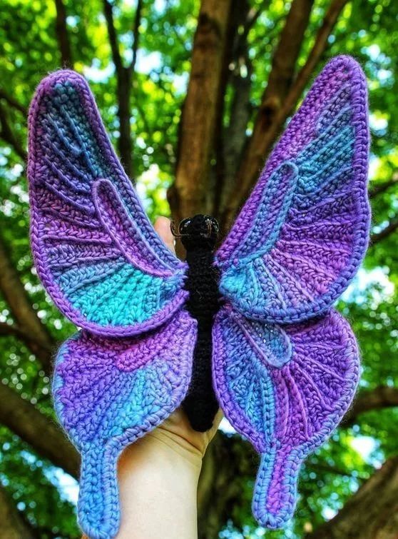 简单蝴蝶的钩织教程,钩针织蝴蝶教程简单易学