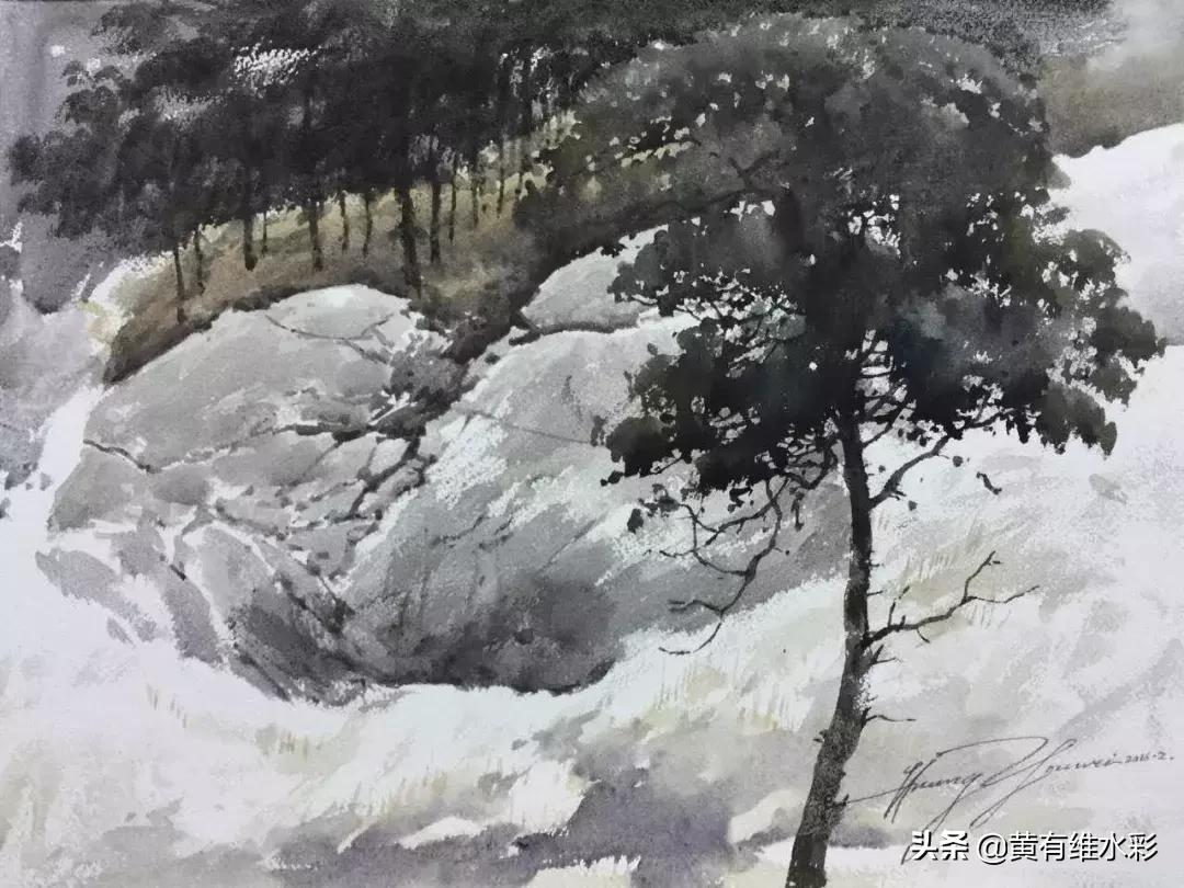 水彩画山风景入门,远山画法入门教程