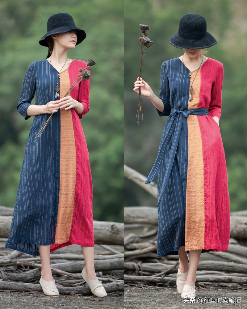 生活复杂才要穿得简单，这10套宽松舒服的棉麻风裙子，显气质