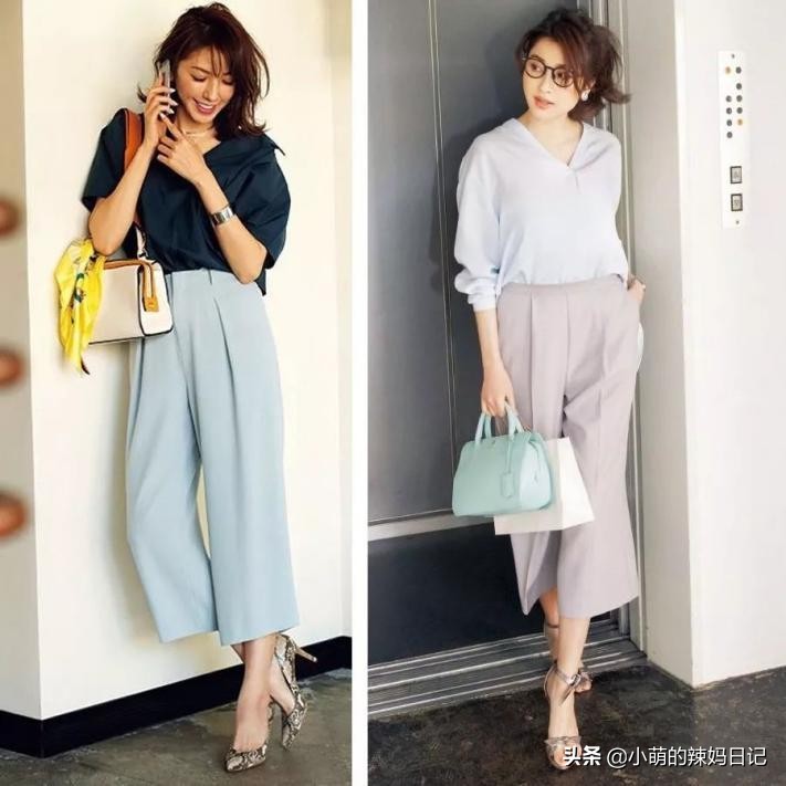 35岁女人穿搭今年流行的修身裤子,外翻直筒阔腿裤穿搭50岁女人