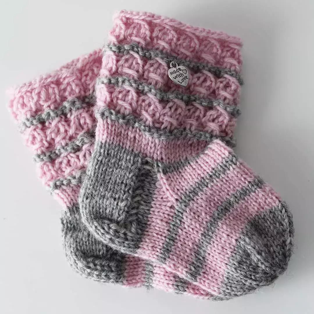 好看毛线袜棒针编织,简单厚实的毛线袜花样