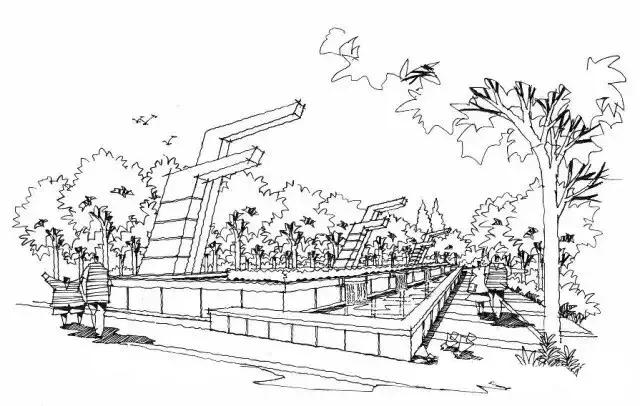 手绘效果图设计详解,干货五幅景观手绘效果图步骤图解