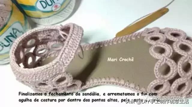 旧鞋底改造钩针鞋教程,手工钩鞋教程春夏季椰子鞋