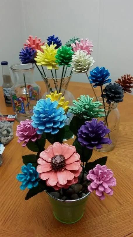 关于神奇的大自然的手工制作,100种松塔手工制作欣赏