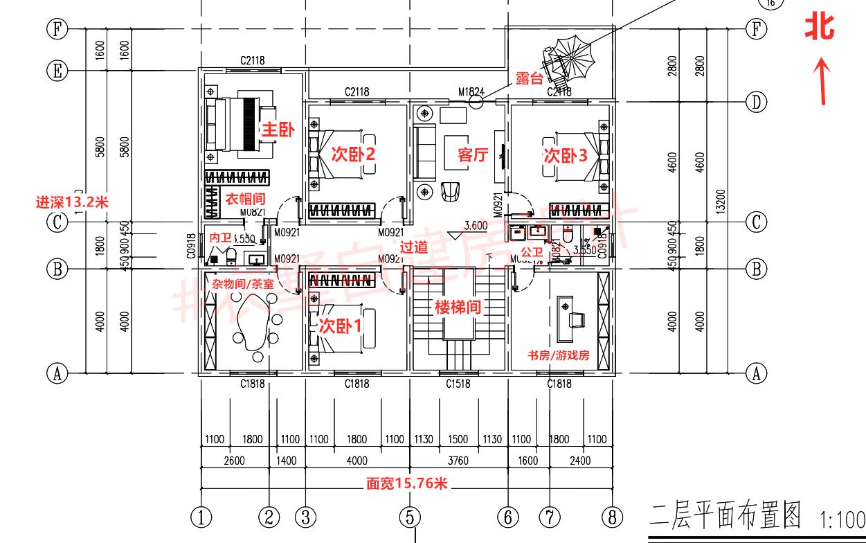 7字型最实用现代风农村二层别墅,坐南朝北农村二层自建房设计图