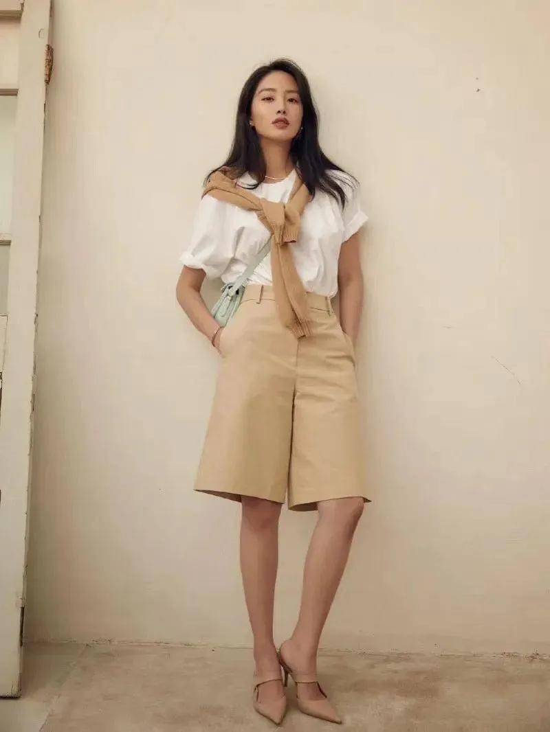 夏季休闲宽松短袖t恤每日穿搭,上短下长不露腿t恤穿搭夏季