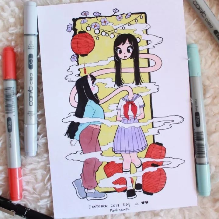 马克笔插画我是小妖怪,马克笔手绘插画清新