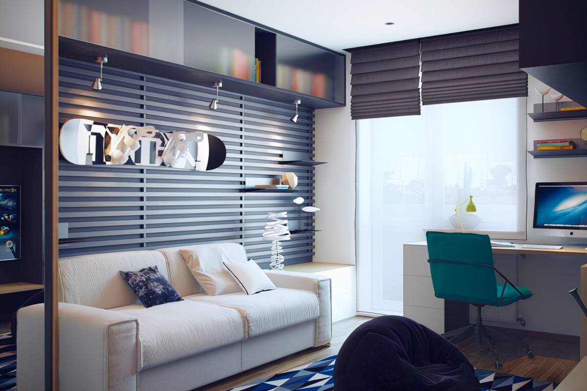 高中生青少年卧室装修效果图,男孩青少年卧室布置效果图大全