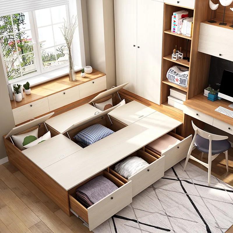 多功能小卧室的首选—榻榻米床加连体柜带书桌书柜