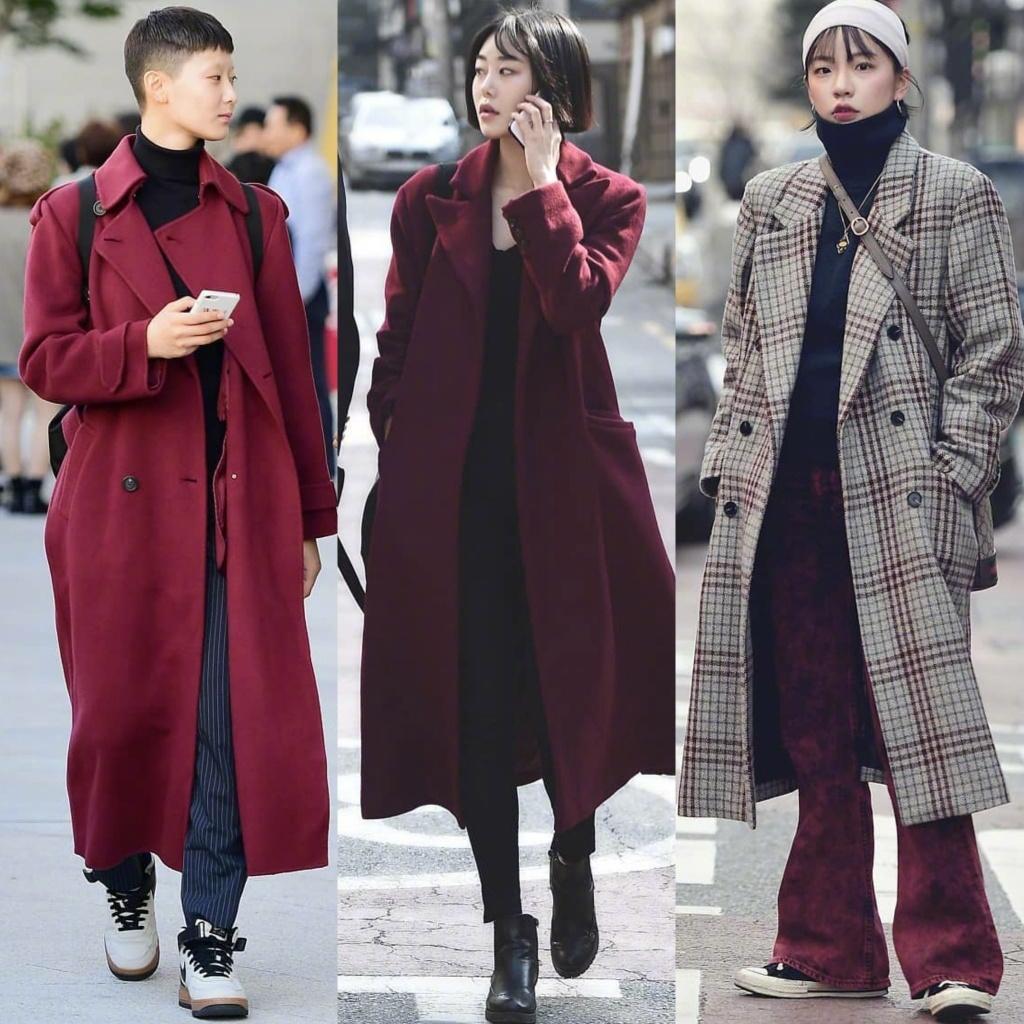 韩国小姐姐学院风大衣内搭,韩国穿大衣最好看的女人