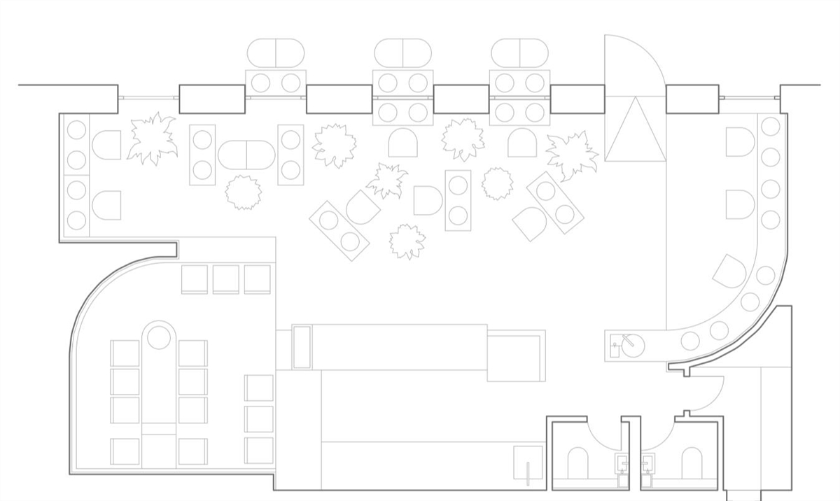 长型咖啡厅设计,弧形咖啡厅设计案例