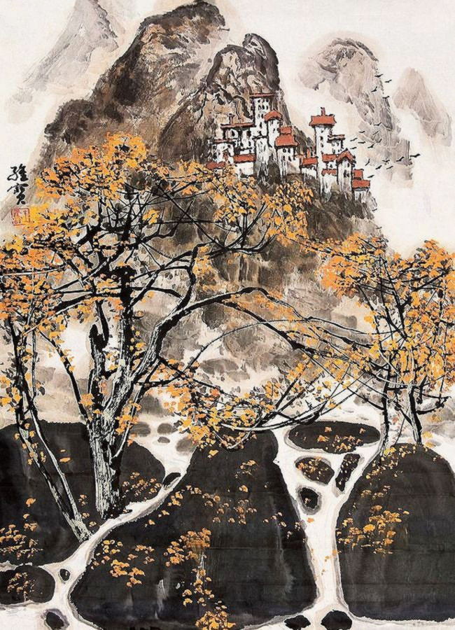 古香古色山水画,岭南风景国画