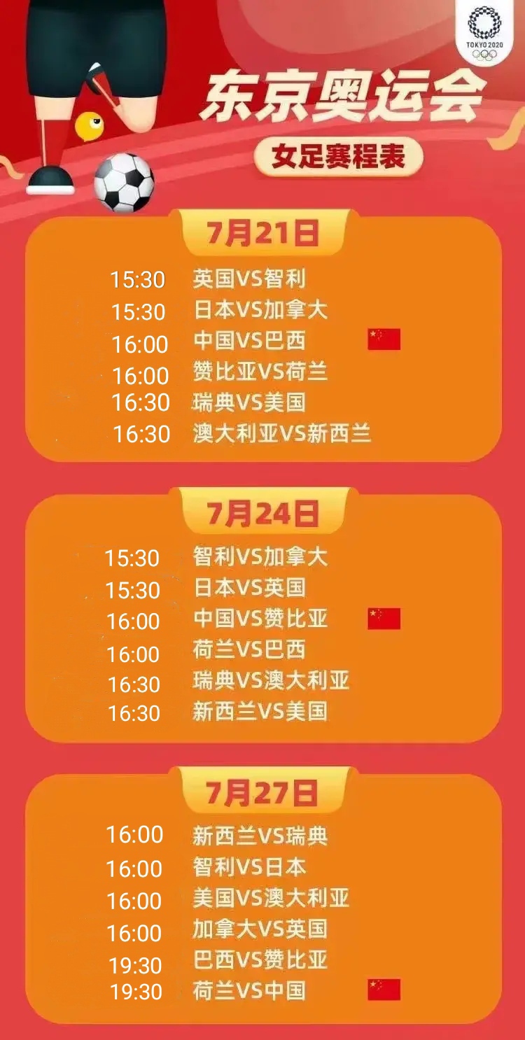东京奥运中国女足赛程,2021中国女足东京奥运会赛程