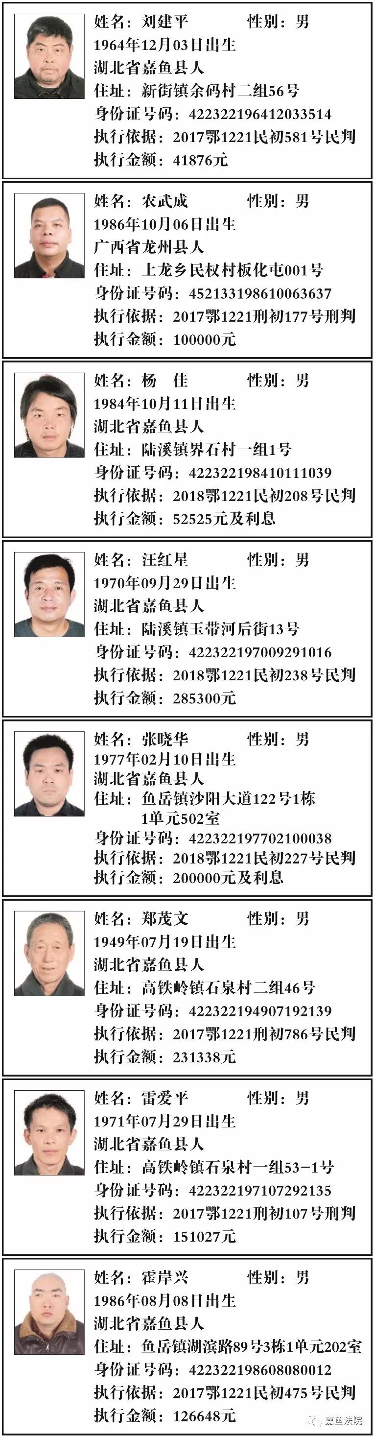 欠钱名单2020湖北咸宁,最高欠款260万元