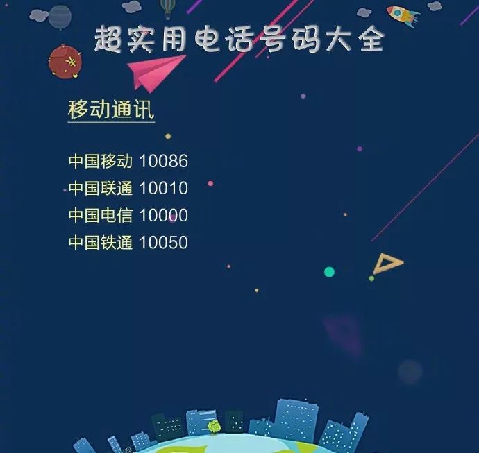 出门必备电话卡,100个超实用电话号码大全