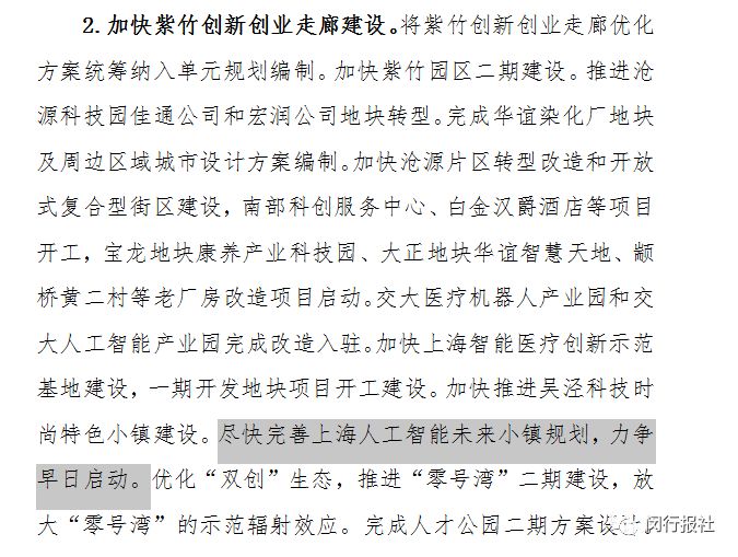 闵行马桥人工智能小镇最新进展,闵行马桥人工智能规划