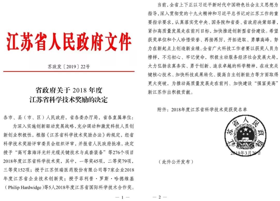 国家科技二等奖江苏省,苏州市江苏省科学技术奖