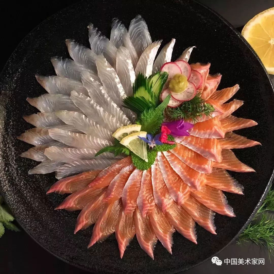 刺身的艺术图片大全,用生鱼片画作品