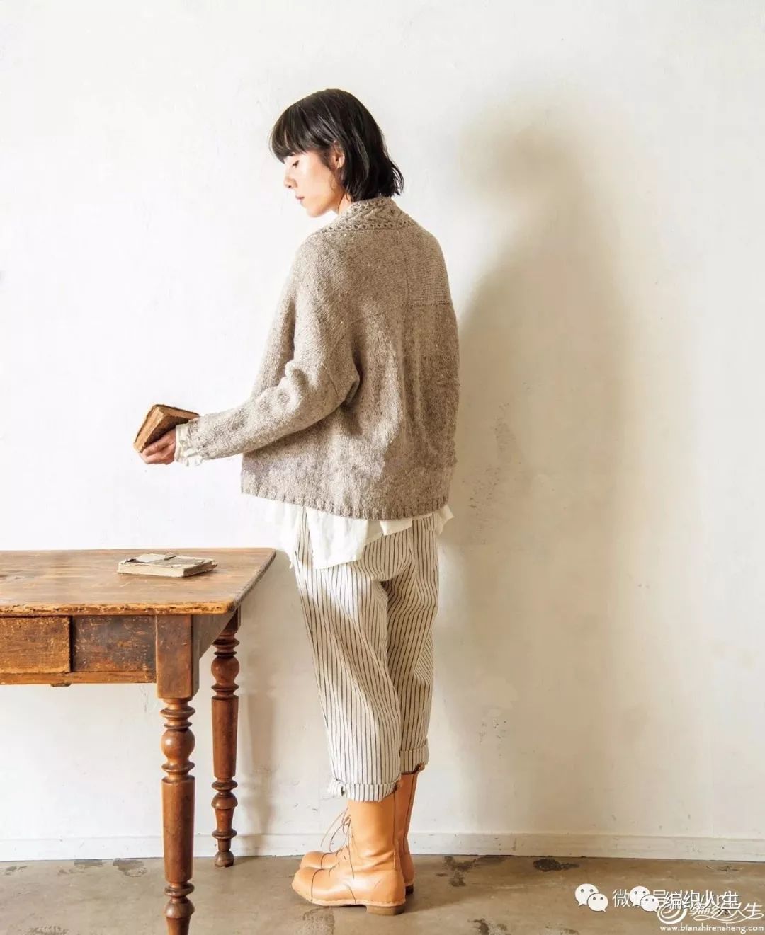 叶子花门襟边女士棒针长袖开衫,粗线棒针女士开衫外套图解