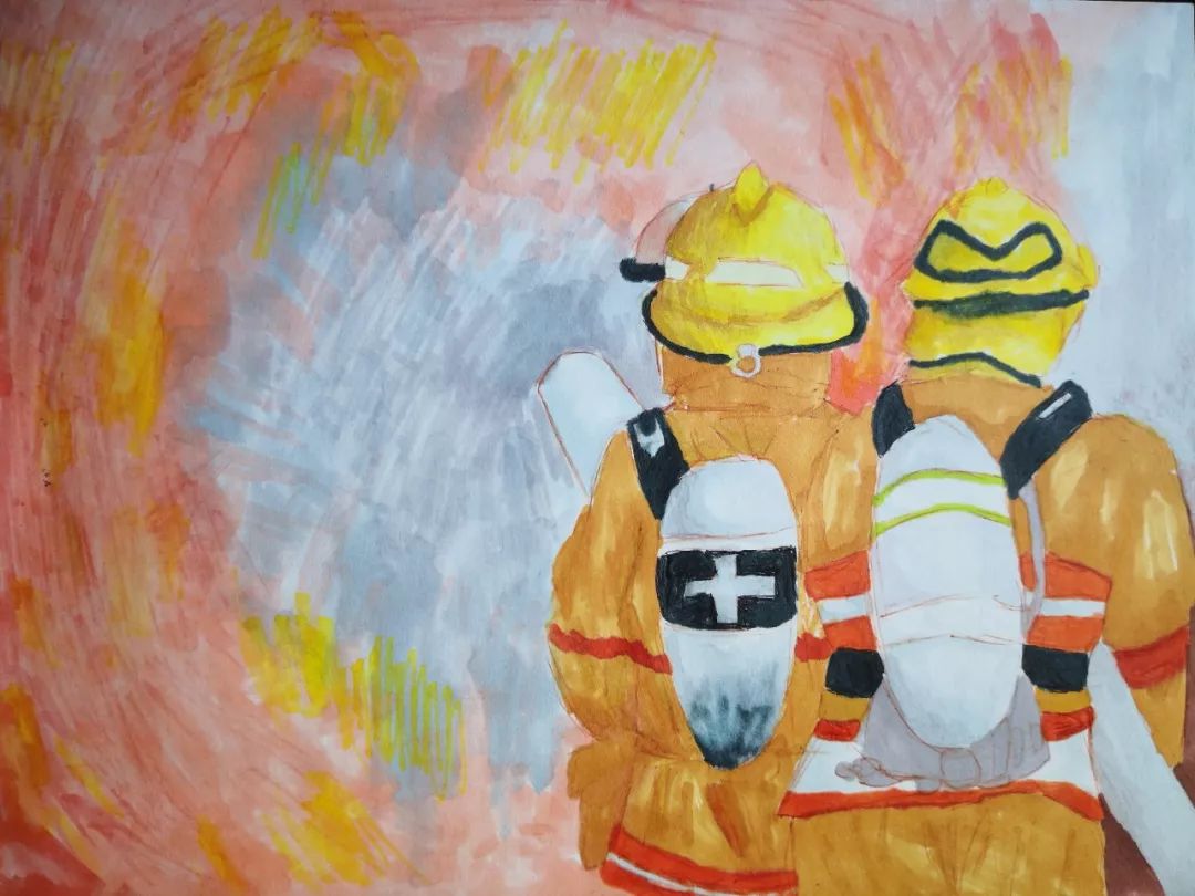 第五届全省儿童消防绘画,童心火焰蓝主题消防绘画一等奖