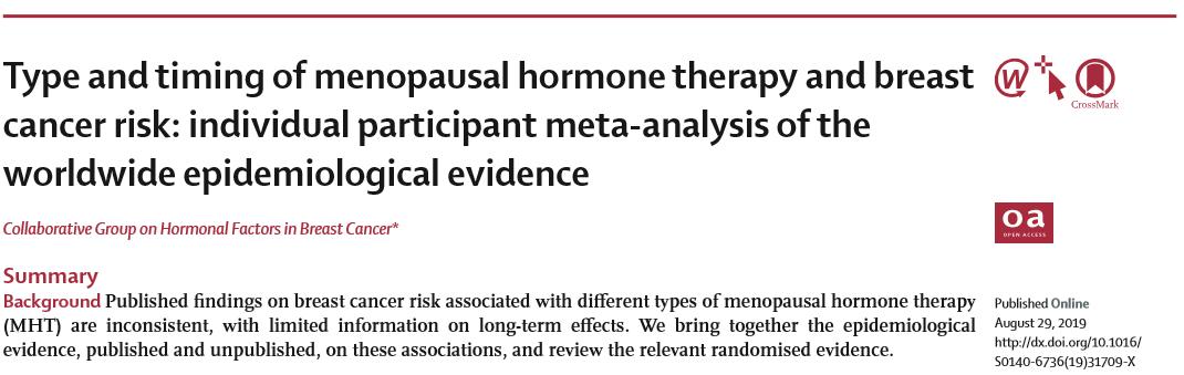 绝经女性用激素到底增不增加乳腺癌风险？看陈蓉教授为你详解！丨CSCO2019