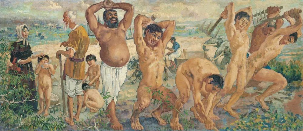 徐悲鸿先生的巨幅油画愚公移山,徐悲鸿中国现代画之父