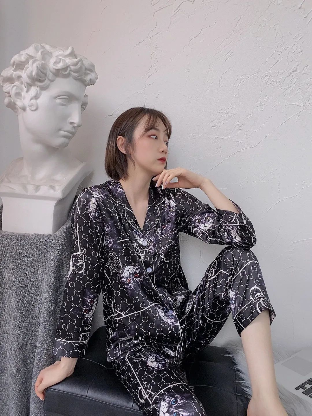 高档可爱甜美ins风纯棉睡衣,天丝棉轻奢短袖睡衣