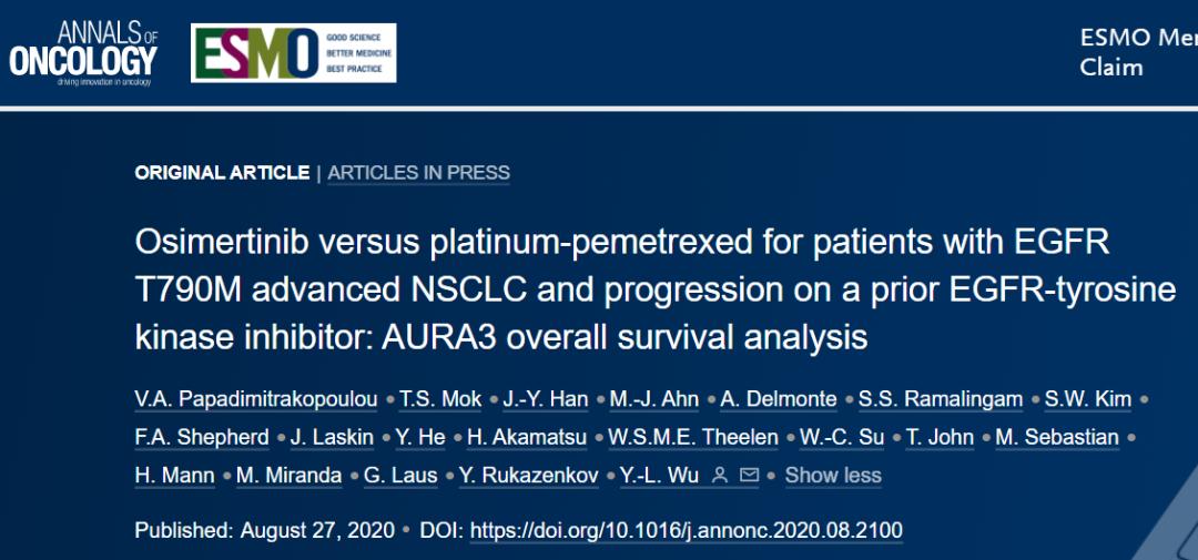 奥希替尼AURA3最终OS数据出炉;BRCA突变晚期乳腺癌,靶向化疗三联方案疗效确切 | 肿瘤情报