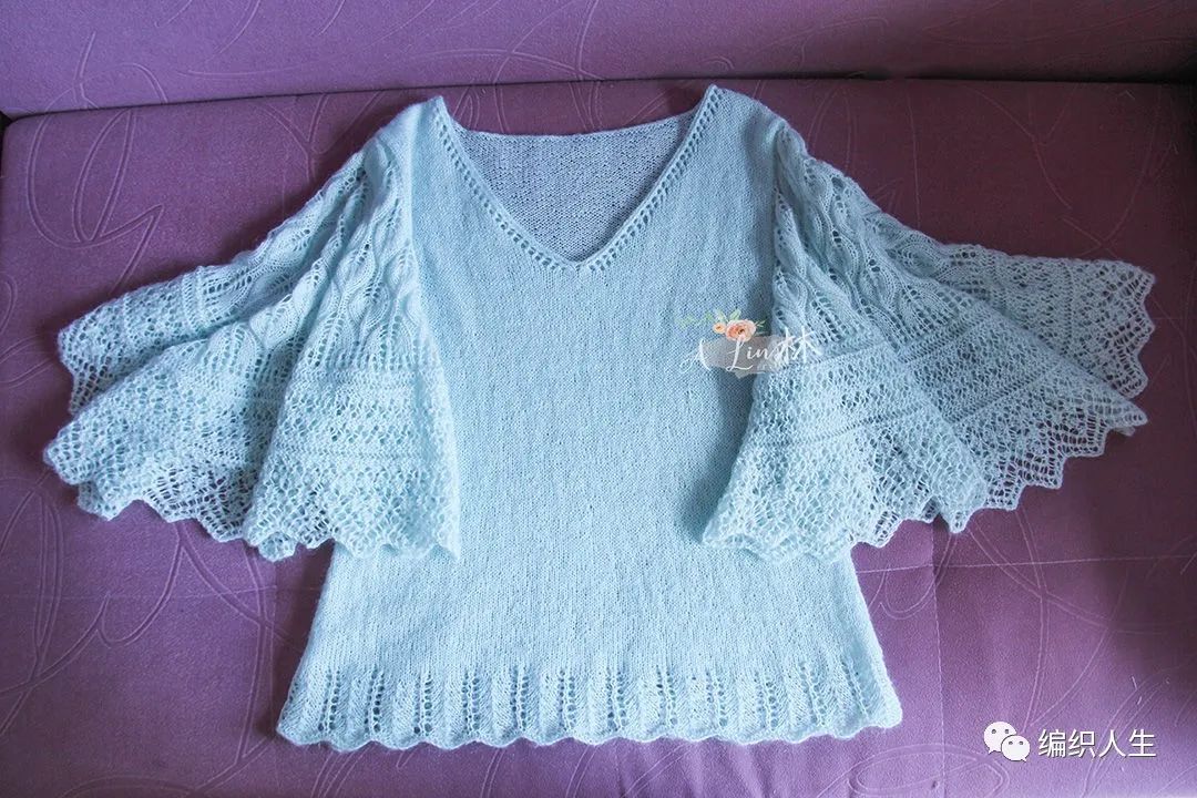 显瘦镂空马海毛毛衣开衫编织教程,马海毛落肩袖开衫编织教程