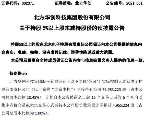 北方华创芯片最新消息,北方华创最近有减持吗