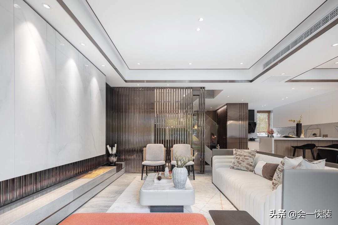 新中式全屋墙板搭配效果图,竹纤维墙板整屋装修效果图新中式