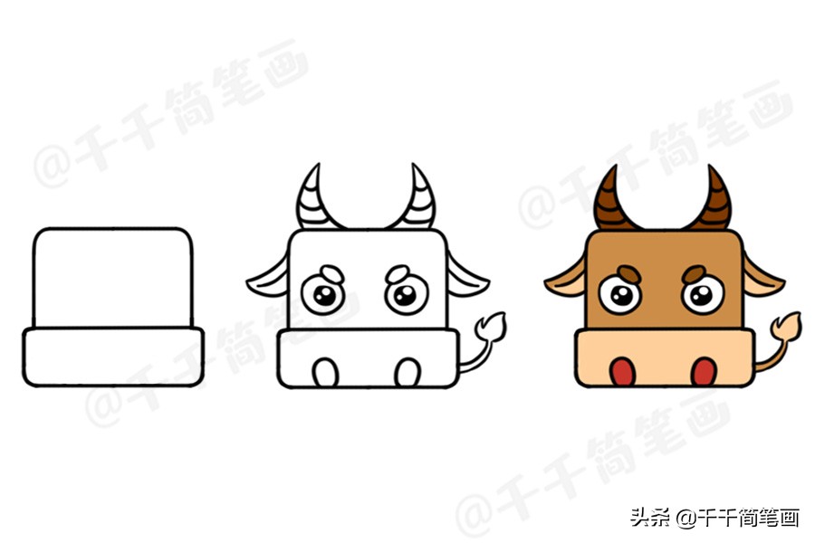 100个动物简笔画老虎,用圆形画各种小动物简笔画