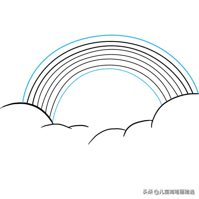 彩虹房子简笔画简单又好看,儿童简笔画精选彩虹风景画