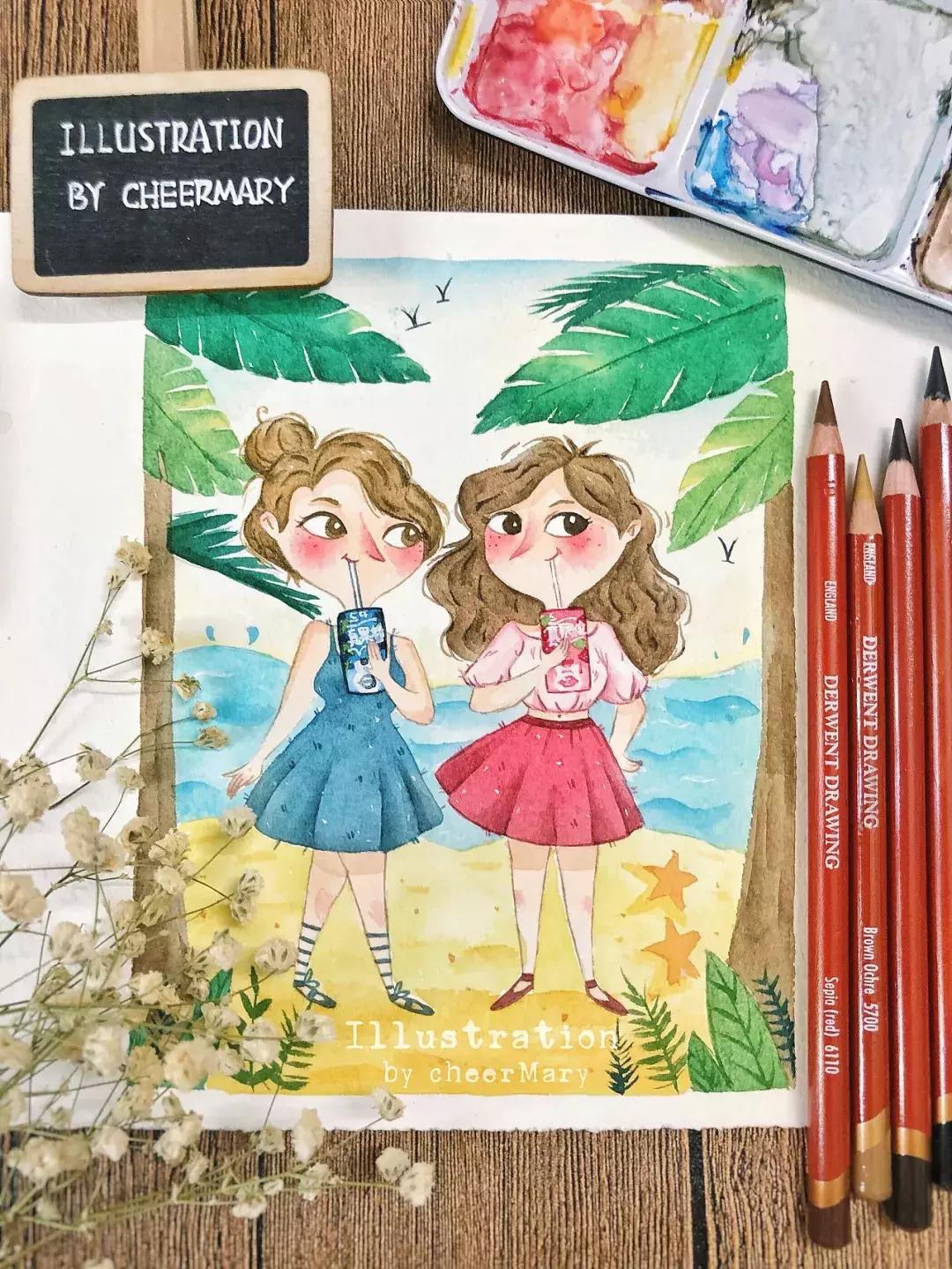 简笔画可爱小人插画,超萌可爱的插画小人