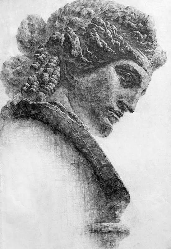 素描石膏像写生作品,素描石膏像面部刻画