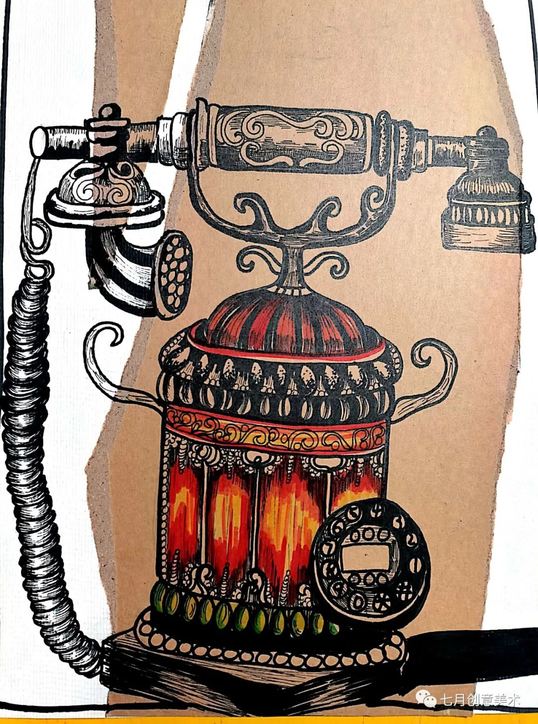 绘画教程复古,复古电话机画法