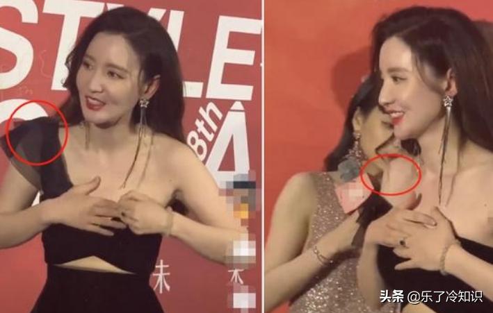 张萌走红毯肩带意外断开,张萌红毯掉肩带