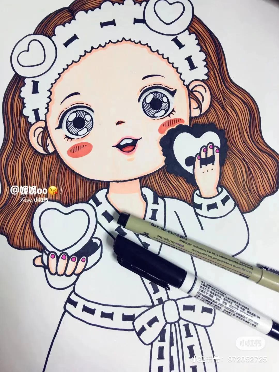 色彩缤纷的马克笔装饰画,60色的马克笔画简单的动漫画