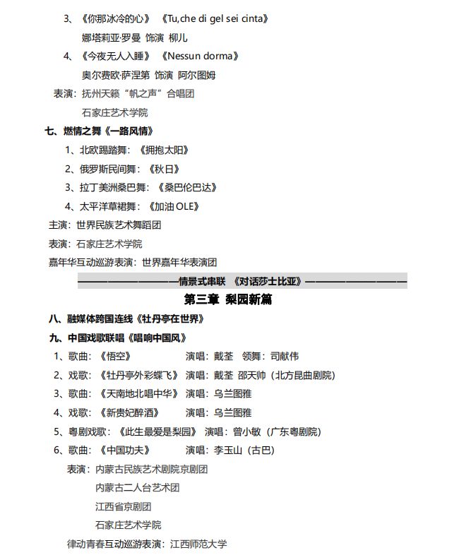 2020年开幕式节目单,节目单新鲜出炉