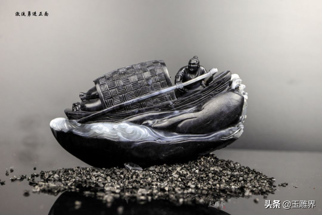 最漂亮的和田青花料,和田玉青花人物巧雕