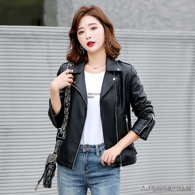 秋冬流行的皮衣外套，搭配简单又帅酷，随便一披，让你魅力挡不住