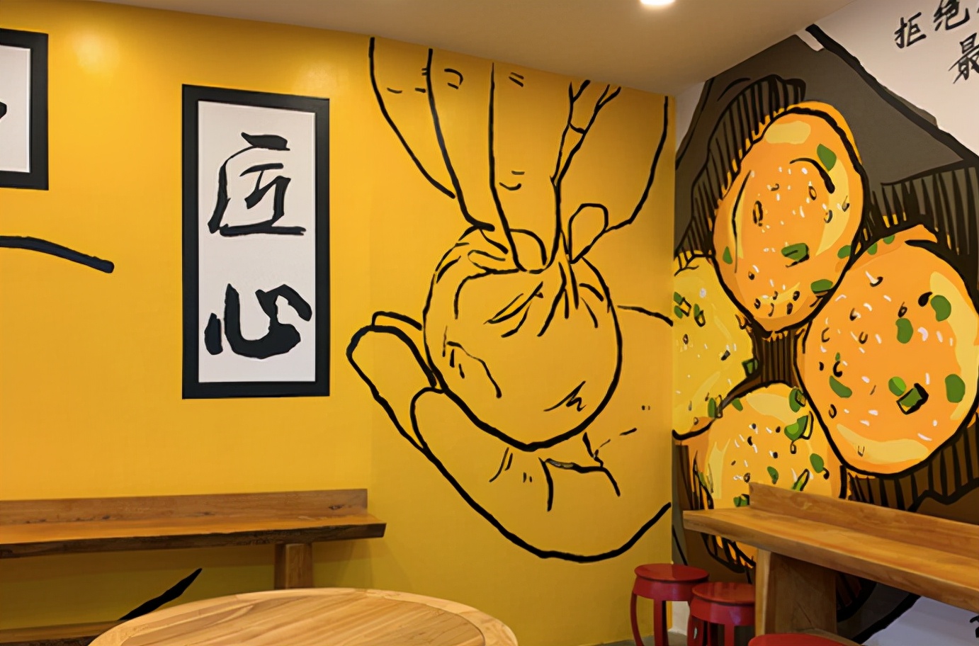 餐厅墙绘推荐,适合小吃店的墙绘