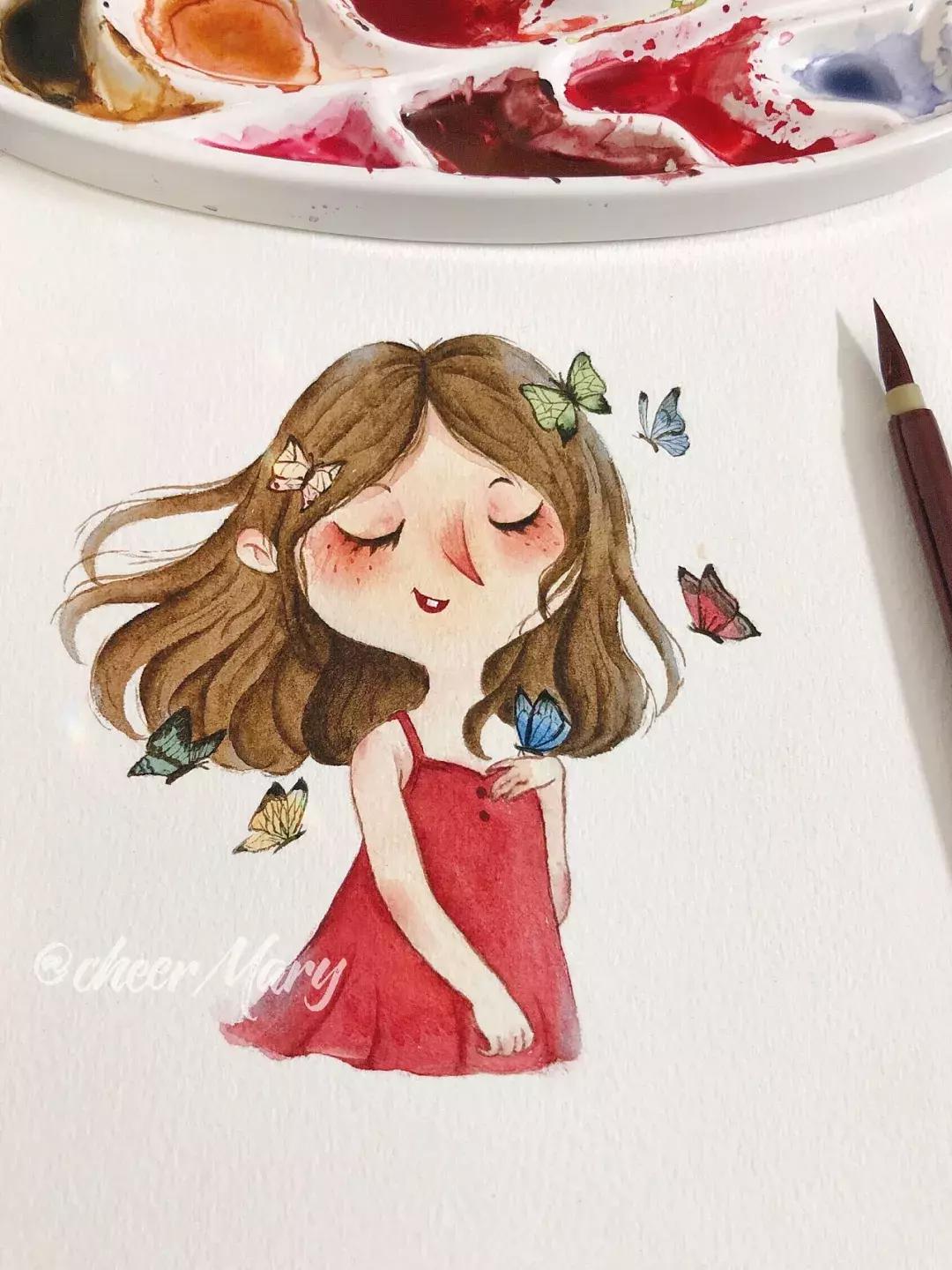 简笔画可爱小人插画,超萌可爱的插画小人