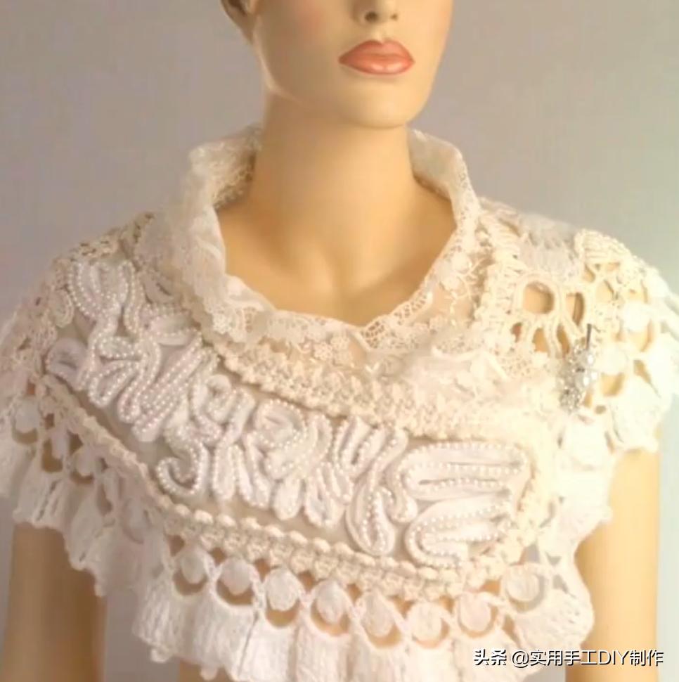 彩色蕾丝钩织披肩拼接花,晓夏手工钩编扇形花披肩