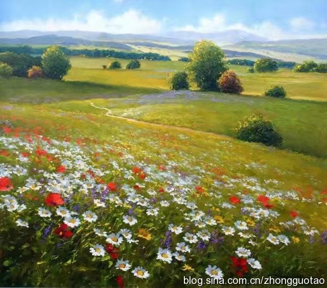 欧洲海滩风景油画作品欣赏,欧洲经典田园油画高清作品图