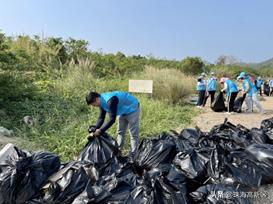文明实践在高新|淇澳岛海岸线上出现一群蓝色身影…