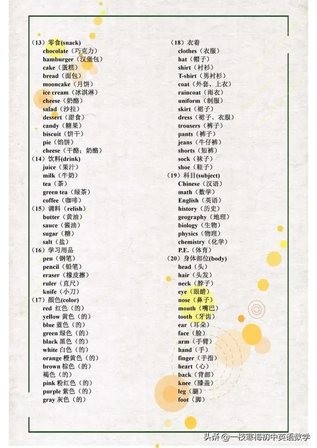 初中英语单词重点词汇,英语词汇表的英语单词