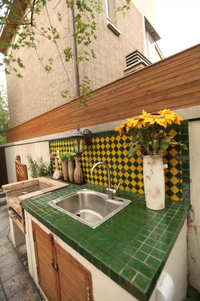 庭院马赛克烧烤台,庭院移动式烧烤台